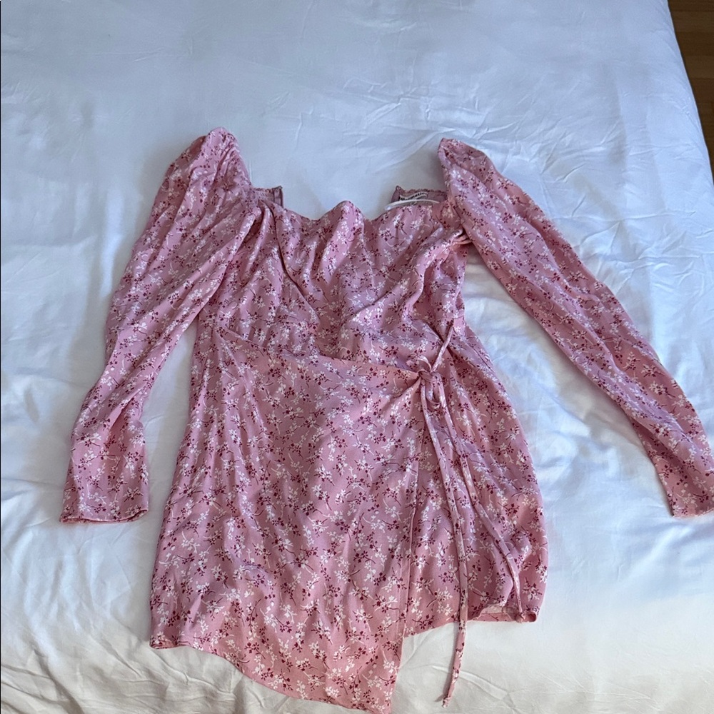 Reformation Floral Pink Wrap Dress